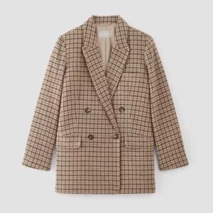 EVERLANE Wool Double Breasted Plaid Blazer NWT, 00